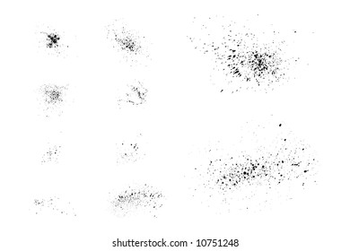 Several very high resolution ink splatter