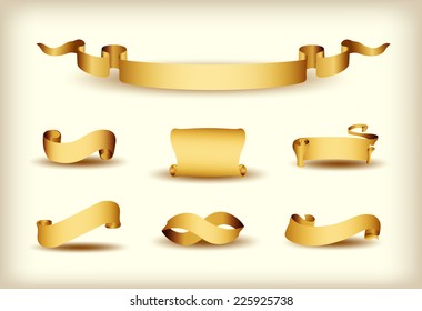 Several vintage vector banner from old paper