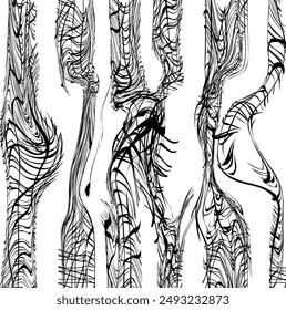 Several wide stripes are distorted, like torn fabric or liquid ink.