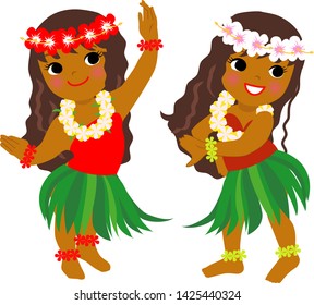 Several women dancing ancient hula