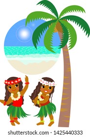 Several women dancing ancient hula