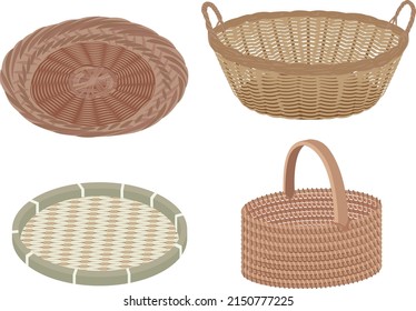 several wooden baskets vector illustraion