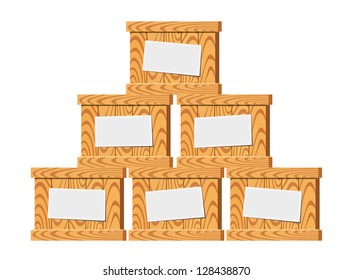 Several wooden crates. Vector illustration