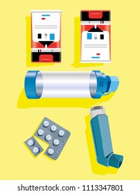 Severe Allergy / Anaphylaxis Medical Kit With Auto Injector Vector