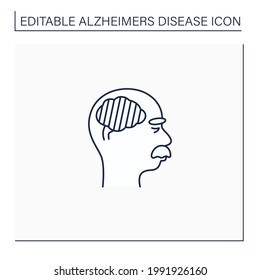 Severe Alzheimer disease line icon. Inability to communicate. Neurologic disorder concept.Isolated vector illustration.Editable stroke