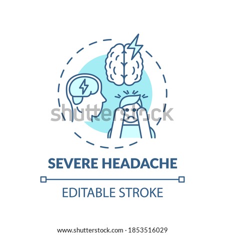 Severe headache turquoise concept icon. Migraine pain. Suffer from tension in head. Brain health idea thin line illustration. Vector isolated outline RGB color drawing. Editable stroke