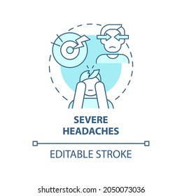 Severe headaches concept icon. Hypertension symptom abstract idea thin line illustration. High blood pressure migraine. Hypertensive crisis sign. Vector isolated outline color drawing. Editable stroke