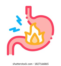 severe heartburn stomach pain icon vector. severe heartburn stomach pain sign. color symbol illustration