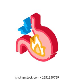 Severe Heartburn Stomach Pain Icon Vector. Isometric Severe Heartburn Stomach Pain Sign. Color Isolated Symbol Illustration