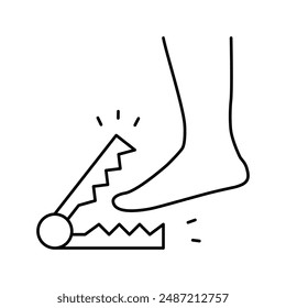 dolor intenso al caminar icono de línea Vector. dolor intenso al caminar signo. contorno aislado ilustración negra