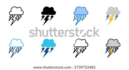 Severe storm icons set multiple style collection. Editable stroke 
