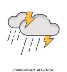 Severe Thunderstorm ícone meteorológico estilo linear isolado branco