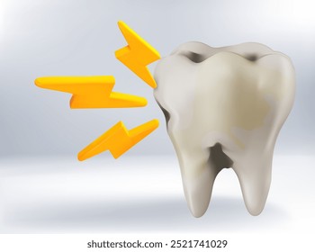 Cárie dentária grave na raiz causa dor nos nervos. conceito de assistência médica dentária e clínica dentária