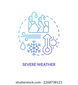 Severe weather effects blue gradient concept icon. Agriculture challenge. Harvest protection. Crops safety abstract idea thin line illustration. Isolated outline drawing. Myriad Pro-Bold fonts used