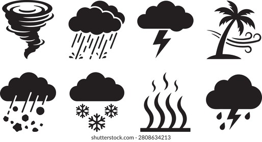 Severe weather phenomena and meteorological storm symbols