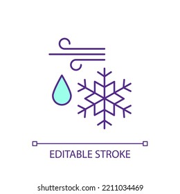 Severe Weather RGB Color Icon. Wintertime Danger. Climate Forecast And Prediction. Meteorology. Isolated Vector Illustration. Simple Filled Line Drawing. Editable Stroke. Arial Font Used