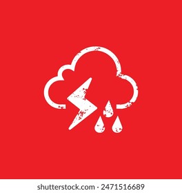 severe weather sign on red background