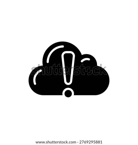 Severe weather warning cloud icon solid black vector