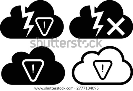 Severe weather warning icons featuring cloud lightning and hazard signs
