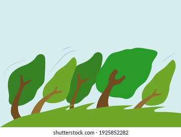 Severe Wind blown tree, natural disaster. Vector illustration.