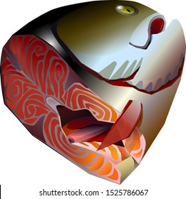 severed head of sea trout vector illustration in cartoon style isolated on white background 