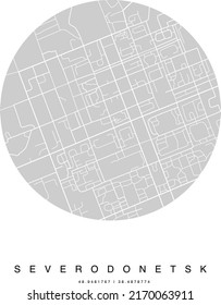 Severodonetsk city minimalistic circle map poster