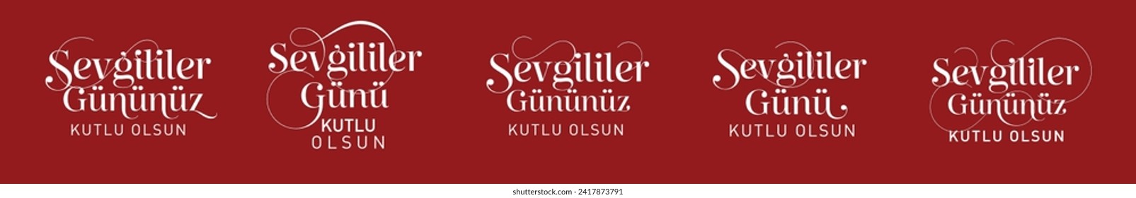 Türkçe Sevgililer günü tipografi. Sevgililer gününüz kutlu olsun. turkish typography translation on dark red background: happy valentine's day