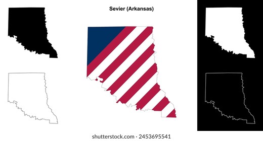 Sevier County (Arkansas) outline map set