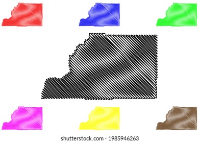 Sevier County, State of Utah (U.S. county, United States of America) map vector illustration, scribble sketch Sevier map