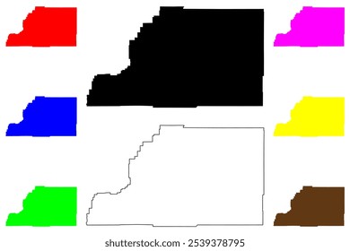 Condado de Sevier, Estado de Utah (Condado dos EUA, Estados Unidos da América, EUA, EUA) mapa ilustração vetorial, esboço de rabisco Mapa de Sevier