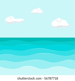 seview background with waves & clouds