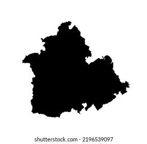 Sevilla-Karte, Vektorgrafik, Silhouettengrafik einzeln auf weißem Hintergrund. Hochdetaillierte Illustration. Spanien Provinz, Teil der autonomen Gemeinschaft Andalusien. Land in Europa, EU-Mitglied.