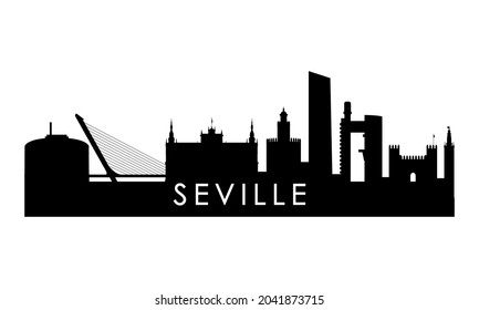 Sevilla skyline silhouette. Black Sevilla city design isolated on white background. 