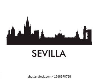 Sevilla skyline silhouette vector of famous places