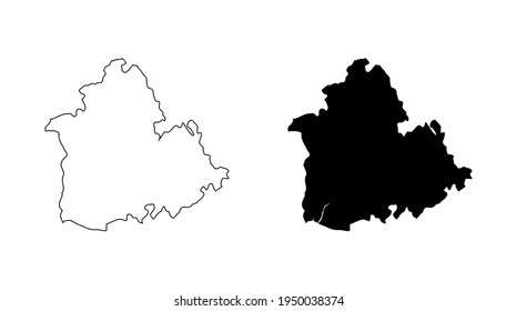 Sevilla Spain Map Blank Vector Black Silhouette and Outline Isolated on White