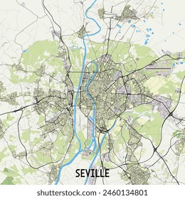 Sevilla Spain map poster art