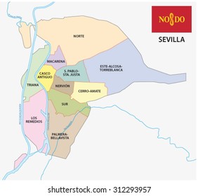 seville administrative map with flag