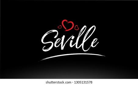 seville city hand written text with red heart suitable for logo or typography design