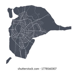 Seville map. Detailed vector map of Seville city administrative area. Dark poster with streets on white background.