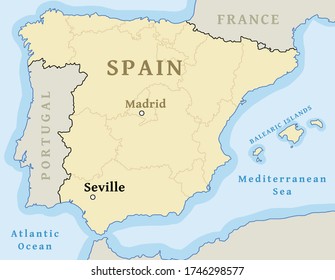 Seville Map Location Find City On Stock Vector (Royalty Free ...