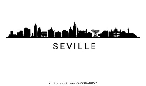 Seville Skyline City Silhouette Spain Landmark.