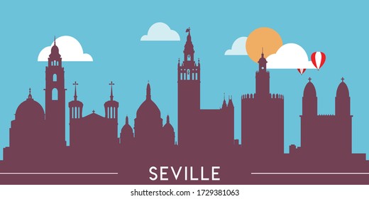 Seville skyline silhouette flat design vector illustration