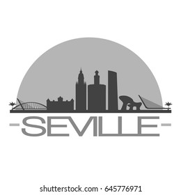 Seville Skyline Silhouette Skyline Stamp Vector City Design