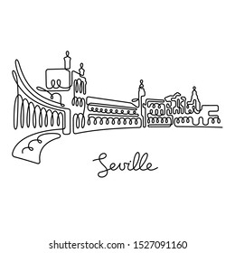 Seville, Spain. Continuous line vector illustration