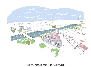 Seville Spain Europe vector sketch city illustration line art