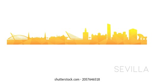 Seville, Spain Low Poly Skyline Clip Art City Design. Geometric Polygon Graphic Horizon Icon. Vector Illustration Symbol.