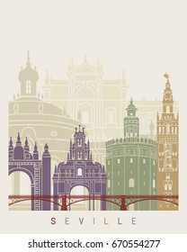 Afiche de la línea vertical V2 de Sevilla en un archivo vectorial editable