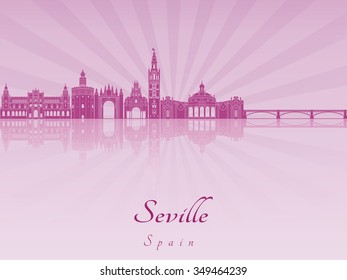 Sevillei skyline in purple radiant orchid in editable vector file
