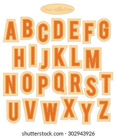 Sew Collection - Hand Made Light And Bright Orange Stitch Letters