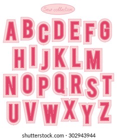 sew collection - hand made light and bright pink stitch letters